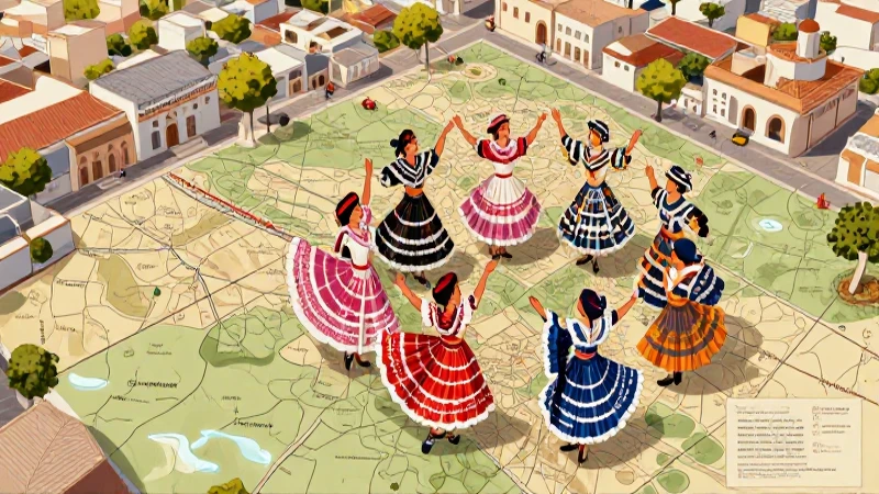 Mapa de Sonora con danza folclórica mexicana