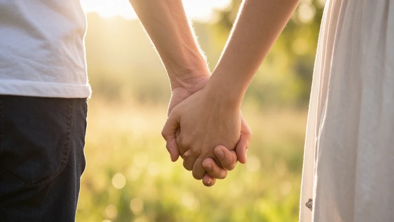 Pareja de la mano, luz cálida y difusa