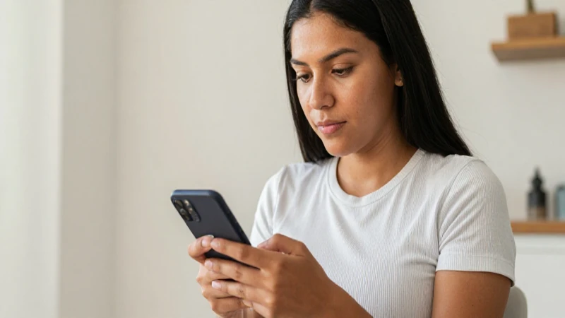 Joven mestiza con piel bronceada, revisa una factura