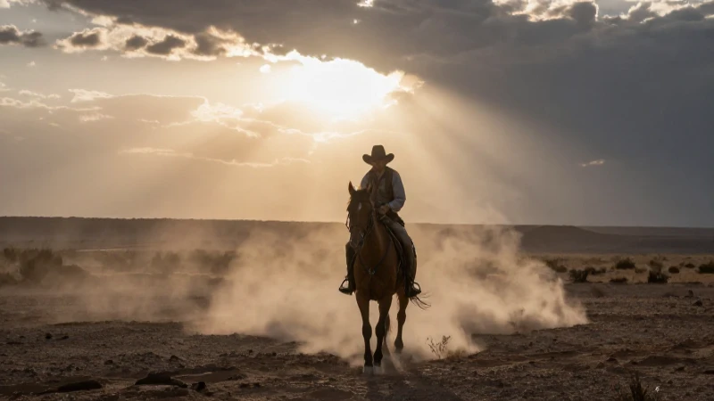 Cowboy fantasmal en un desierto árido