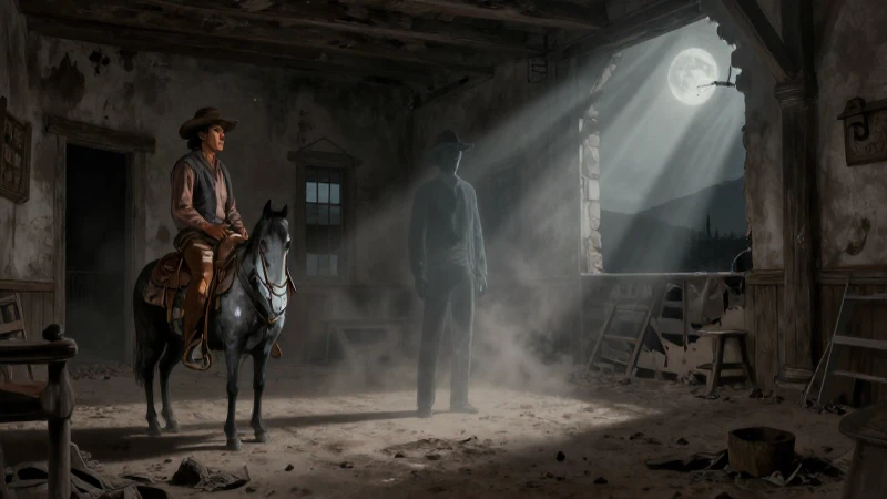 Un vaquero fantasmal acecha en un saloon desolado