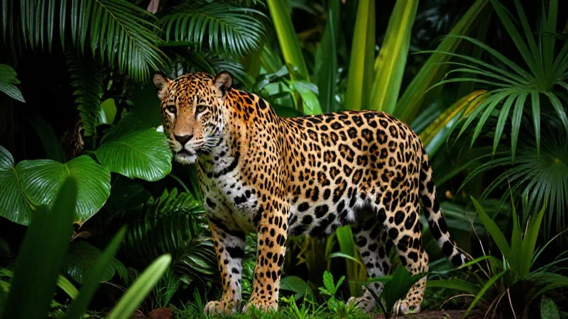 Jaguar en la jungla, vibrante y cinematográfico