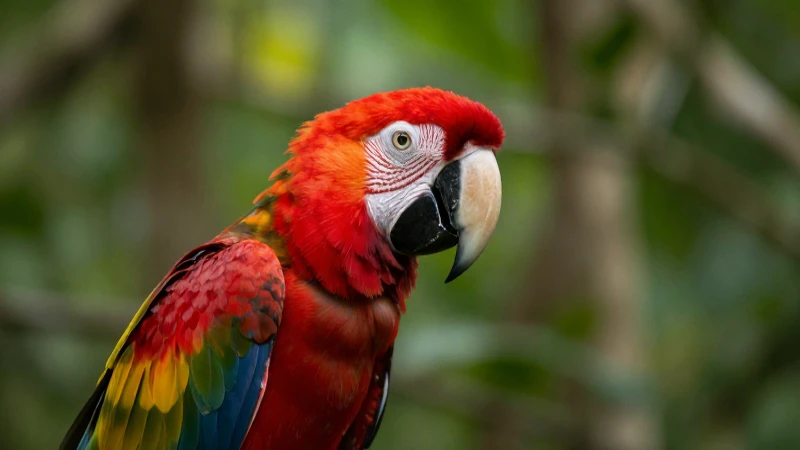 Guacamayo escarlata en vibrante hábitat natural