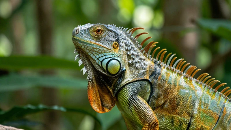 FAUNA EN VERACRUZ: DESCUBRE ANIMALES ÚNICOS y ESPECIALES 3 Iguana vibrante en selva tropical exuberante