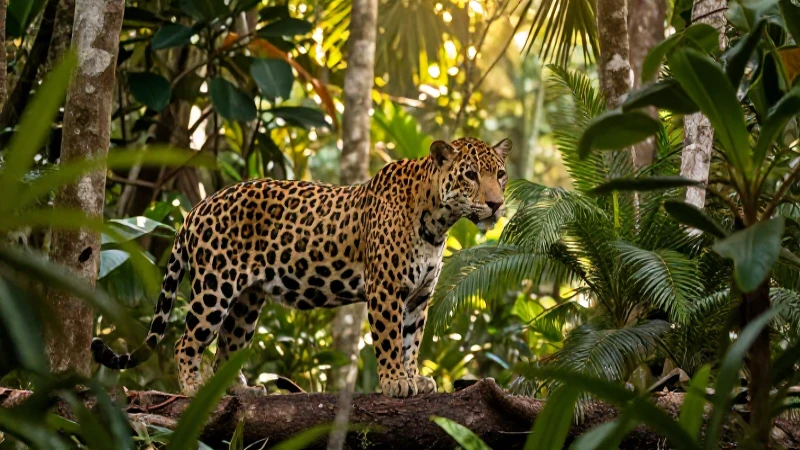 FAUNA EN VERACRUZ: DESCUBRE ANIMALES ÚNICOS y ESPECIALES 7 Jaguar en selva tropical, fotografía vibrante