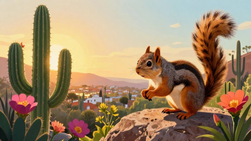 FAUNA Y FLORA DE QUERÉTARO: DESCUBRE SU RIQUEZA NATURAL 4 Ardilla queretana, cactus floreciente y colores vibrantes