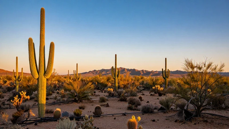 Vegetación de Sonora: DESCUBRE su RICA FAUNA y FLORA 3 Desierto vibrante con cactus al atardecer