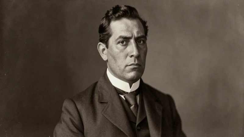 Retrato sepia de un mexicano serio y formal