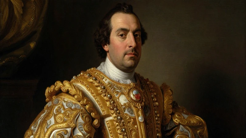 Retrato barroco de Fernando VI, mestizo y dorado