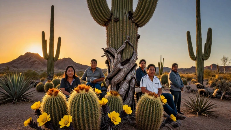 Captura el paisaje desértico mexicano, flora y personas