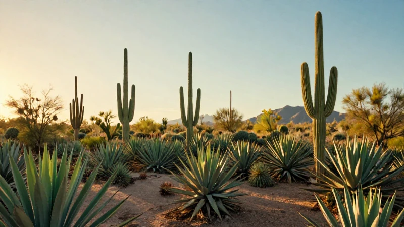 FLORA DE MORELOS: Descubre su RIQUEZA y BELLEZA ÚNICA 7 Paisaje desértico vibrante en hora dorada