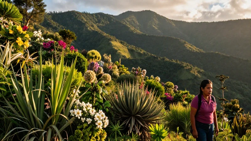 FLORA DEL ESTADO DE GUERRERO: DESCUBRE SU VEGETACIÓN ÚNICA 5 Paisaje mexicano vibrante en luz dorada