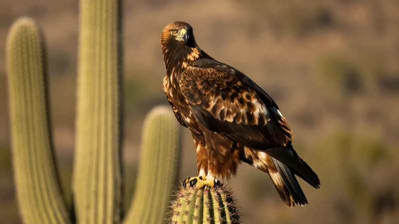 Águila dorada en el desierto, luz dramática