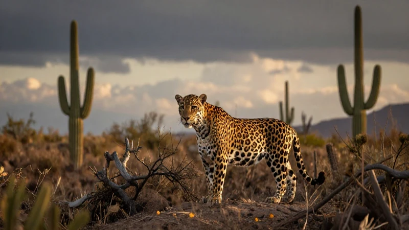 Majestuoso jaguar en paisaje desértico zacatecano