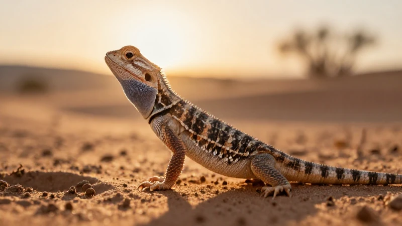 Lagarto desértico al atardecer, cálido y detallado