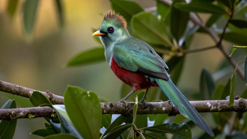 Quetzal oaxaqueño brilla en follaje dorado