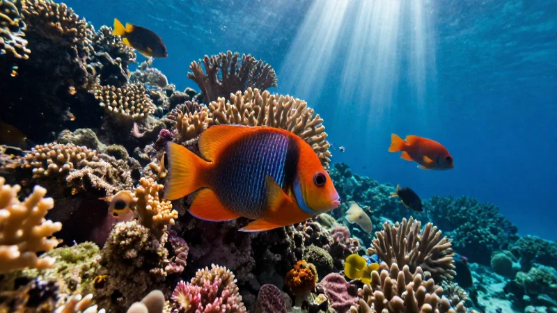 Arrecifes vibrantes y peces captados bajo el agua