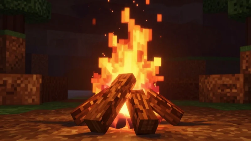 Cómo hacer fogatas en Minecraft 1.14 para calentarse y cocinar alimentos 5 Hoguera de Minecraft con luz cálida y dramática