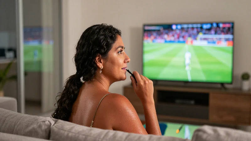 Cómo contratar Fox Sports Premium Totalplay en México 6 Persona mestiza disfruta deportes en casa, cálida luz