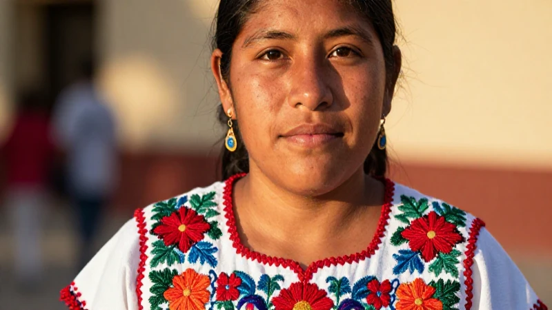 Retrato mexicano con luz cálida y huipil