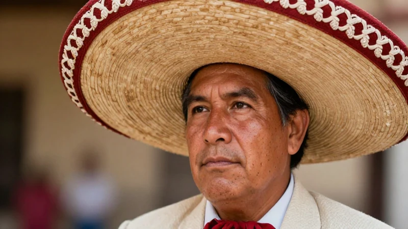 Retrato mexicano con luz cálida y sombrero