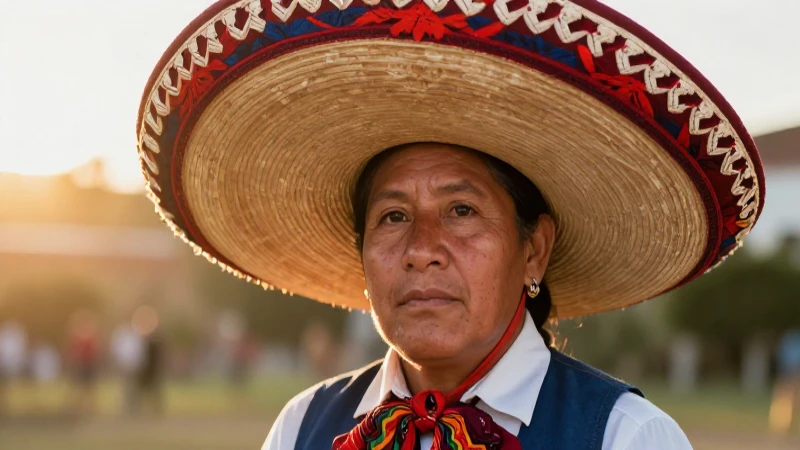 Mexicano con sombrero, luz cálida y colores vibrantes