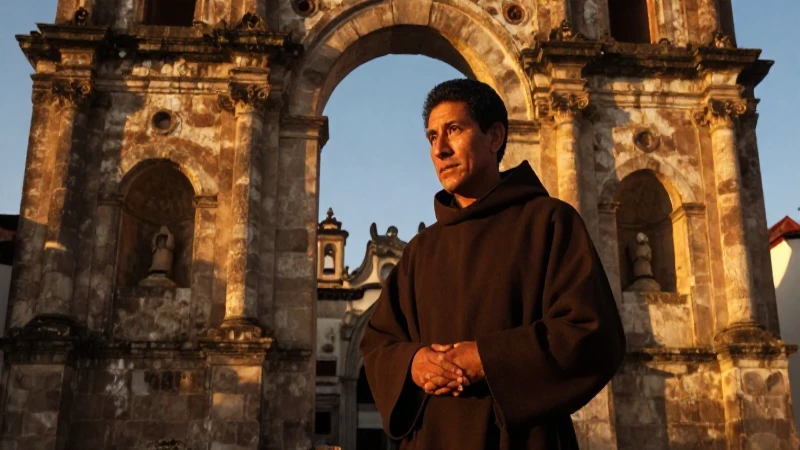 Fray Martín de Jesús: El Apóstol que Transformó México 5 Fray franciscano en ruinas con luz dorada