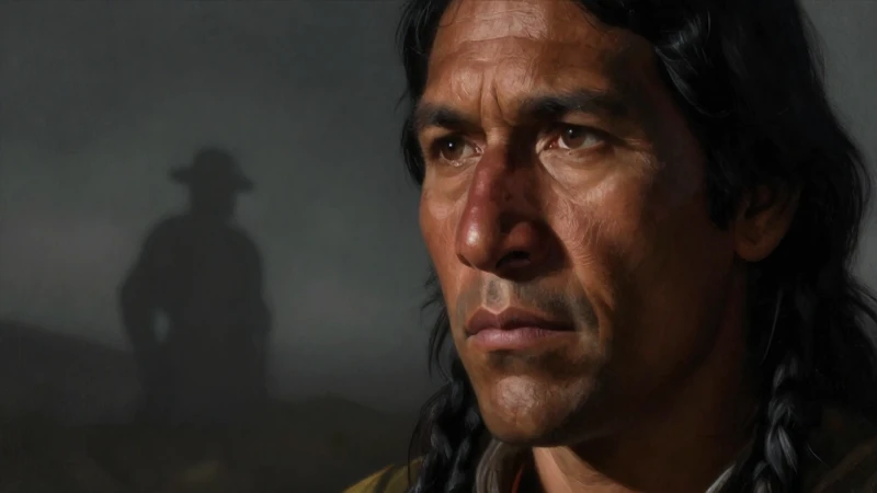 Retrato misterioso de un indígena y explorador