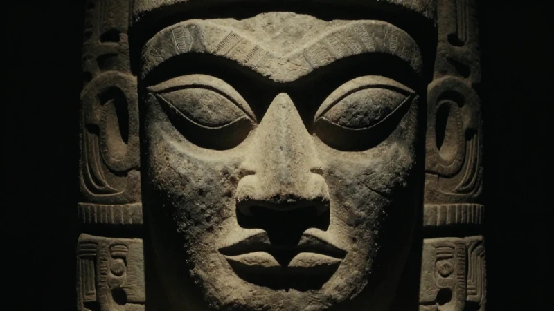 Antiguo rostro indígena tallado en piedra