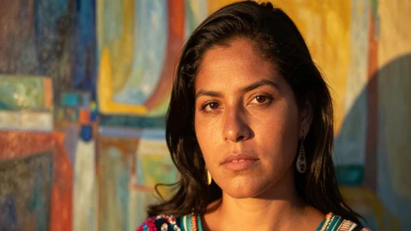 Conoces las mejores galerías de arte en Puerto Vallarta 5 Mujer mestiza radiante en arte vibrante