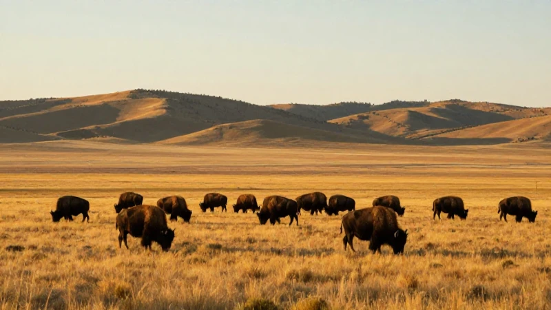 Llanuras, bisontes y luz dorada, paisajes amplios