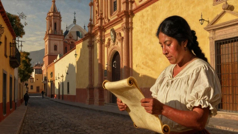 Ciudad colonial mexicana, dorada y dramática