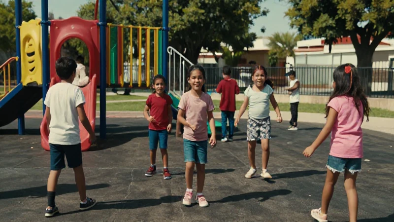 Niños se divierten en un parque soleado