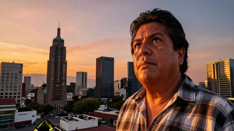 Atardecer cálido en el horizonte urbano mexicano