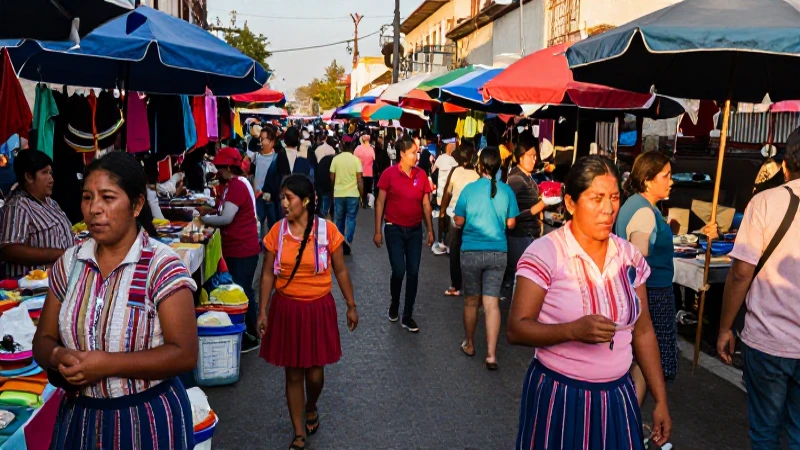 Mercado mexicano vibrante al atardecer