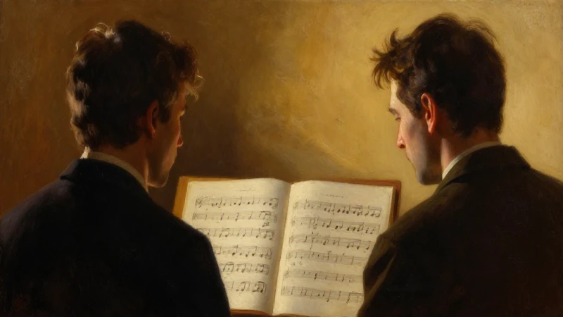 Retrato masculino, partitura, luz dorada y tenebrismo