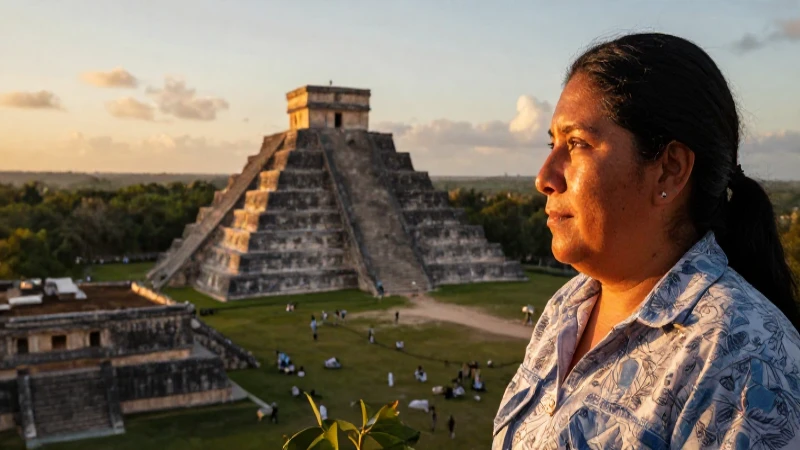 Atardecer y pirámide maya, serenidad y color