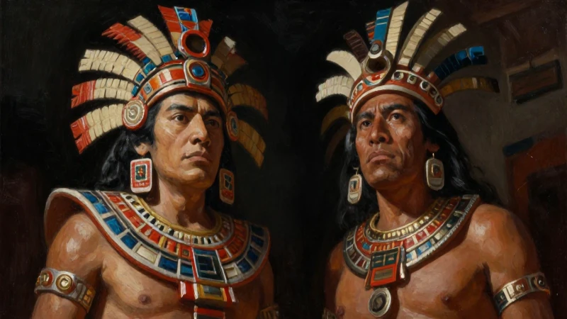Guerreros aztecas en óleo, dramáticos y bajos
