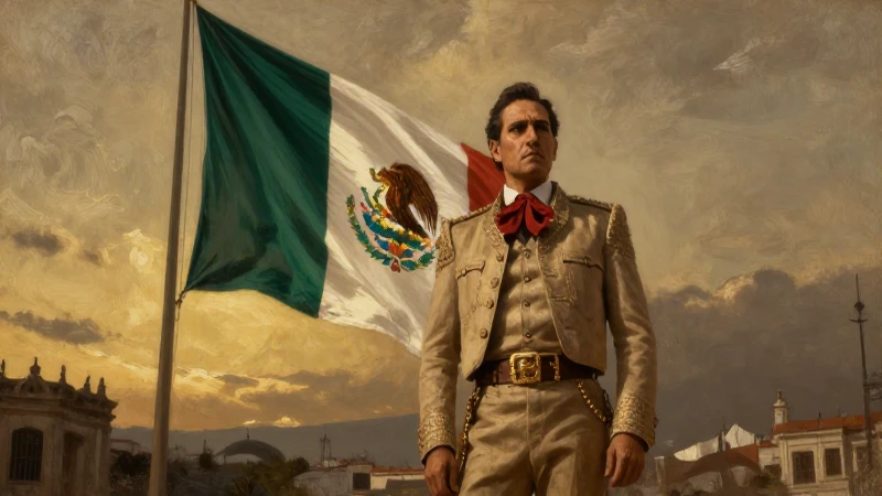 Revolucionario mexicano, óleo sepia con luz dorada