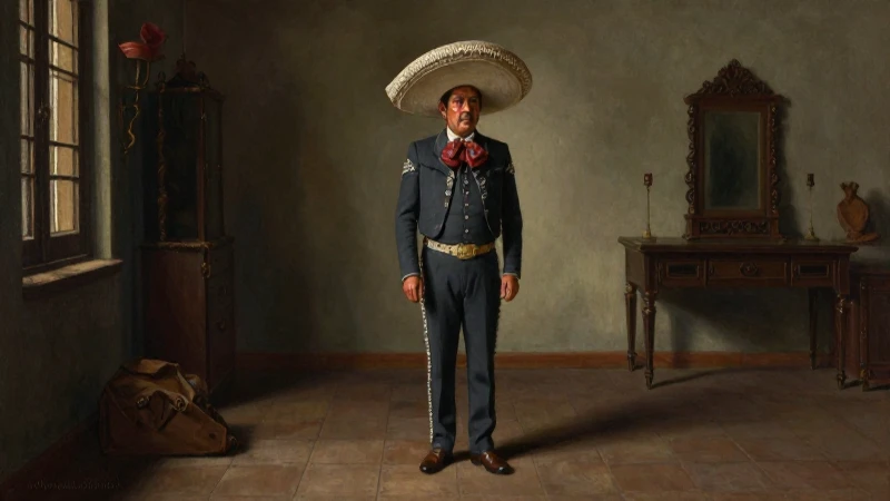 Retrato mestizo mexicano, siglo XIX, iluminación dramática