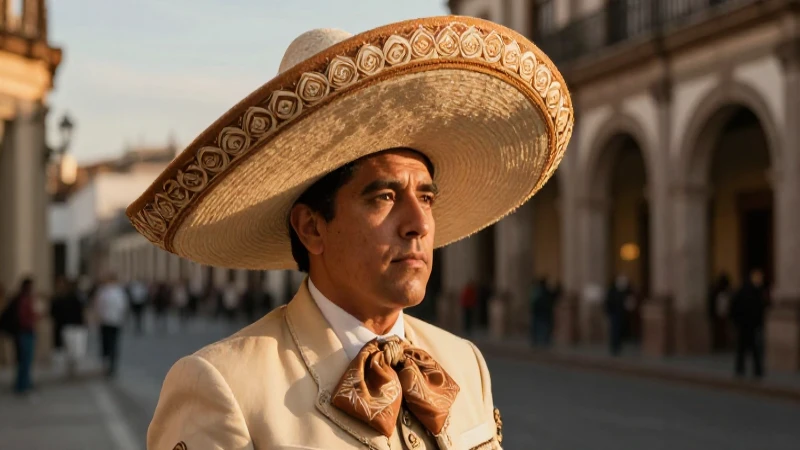 Mariachi, sombrero y luz dorada evocan nostalgia