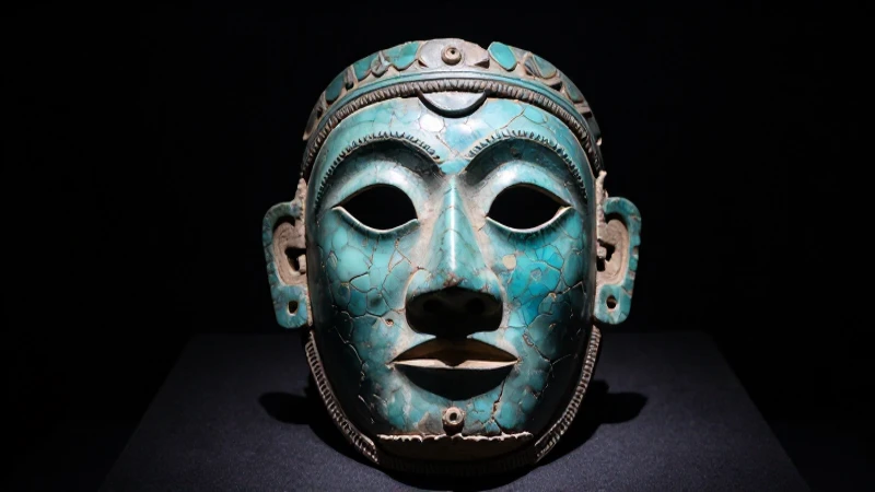 Máscara turquesa veracruzana, iluminación dramática