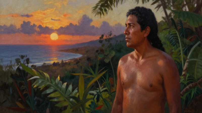 Un jaguar, Veracruz, atardecer místico, pintura realista
