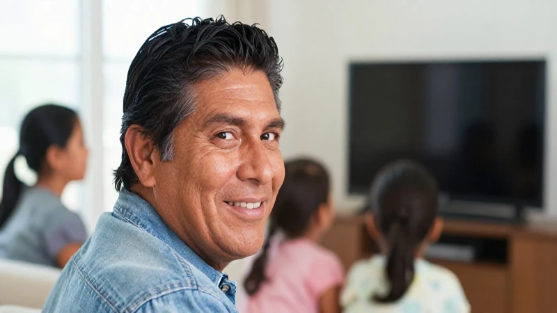 Dónde ver los horarios y sucursales de Megacable en Guadalajara 5 Hombre mestizo sonríe con su familia