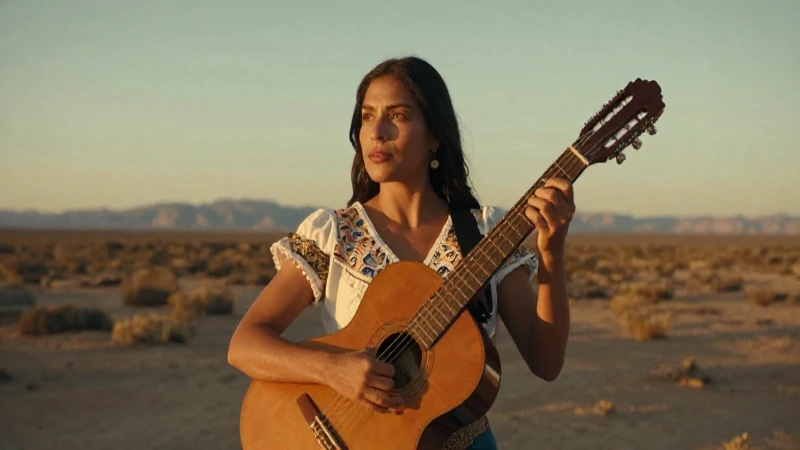 Leyenda HOTEL CALIFORNIA: La MISTERIOSA Historia Revelada 4 Mujer con guitarra, aura mística desértica
