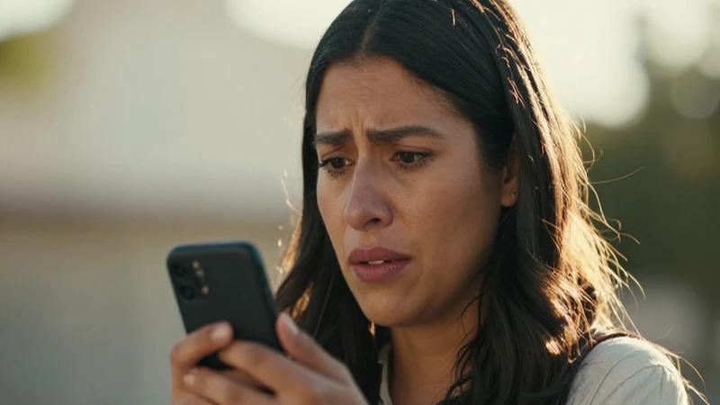 Mujer mestiza preocupada sosteniendo un teléfono