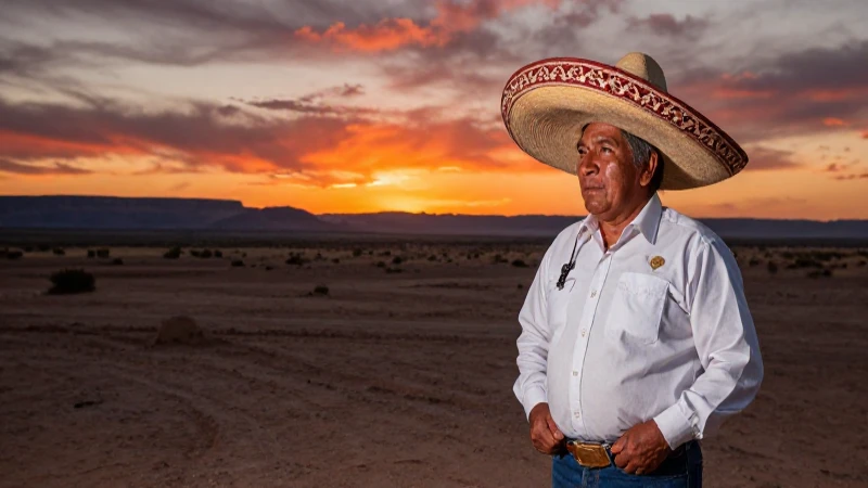 Paisaje mexicano al atardecer, cálido y cinematográfico