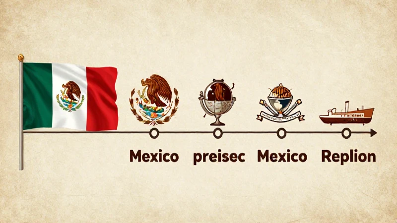 Evolución de la bandera mexicana en ilustración vintage