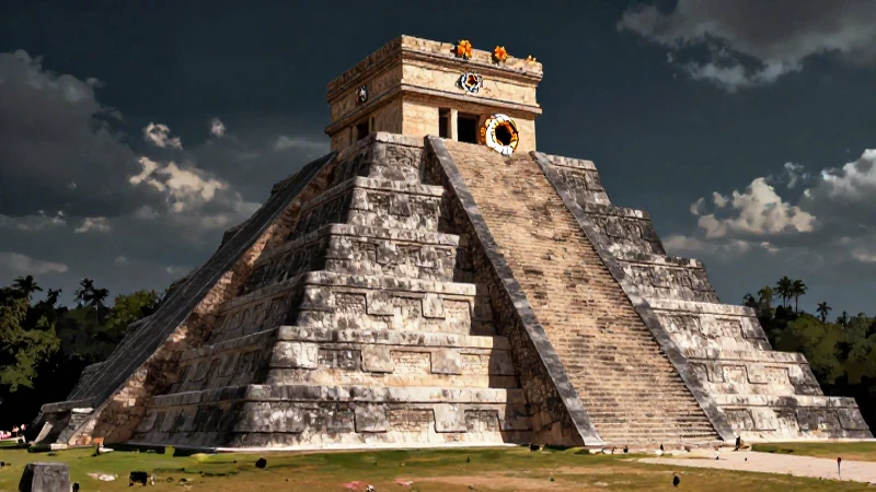 Mitos y Leyendas de México: Historias que Te Sorprenderán 4 Pirámide Maya con calavera y flores
