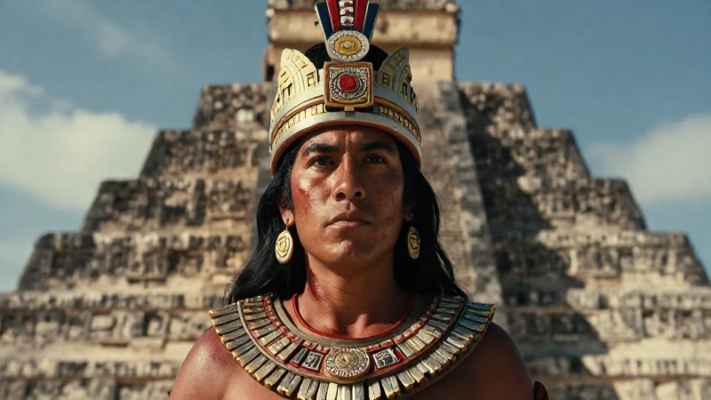 Guerrero azteca mestizo, iluminado dramáticamente